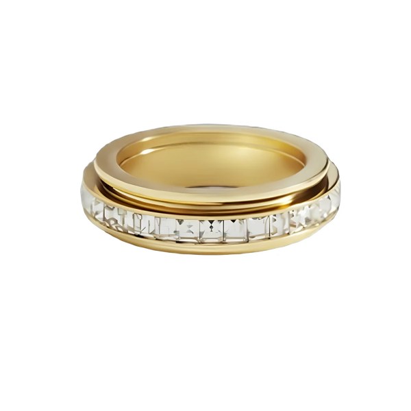 Spinner Ring with AAA Zirconia 316L Stainless Steel