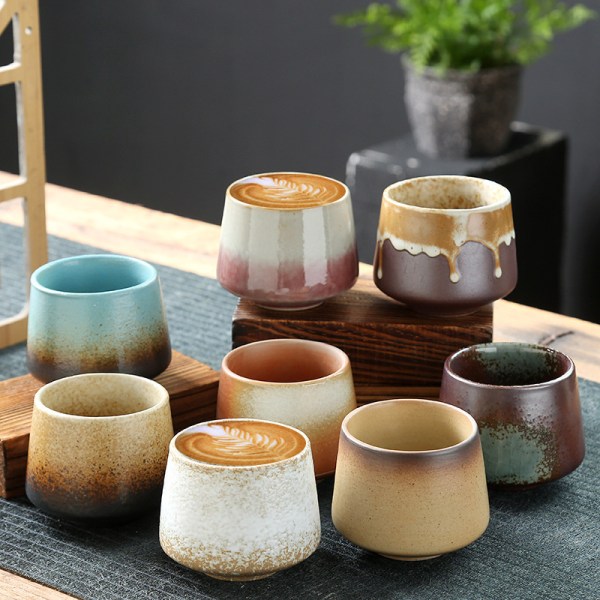 Ceramic Cup Retro Stoneware Coffee Cup Household Drinking Water Single Cup Stove Tea Cup
