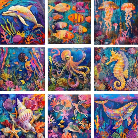 Marine Life Art Cushion Cover