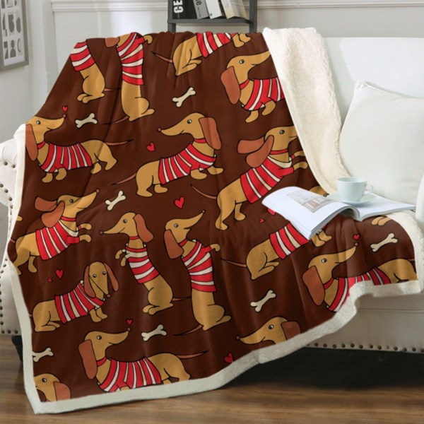 Dachshund-print Flannel Blanket