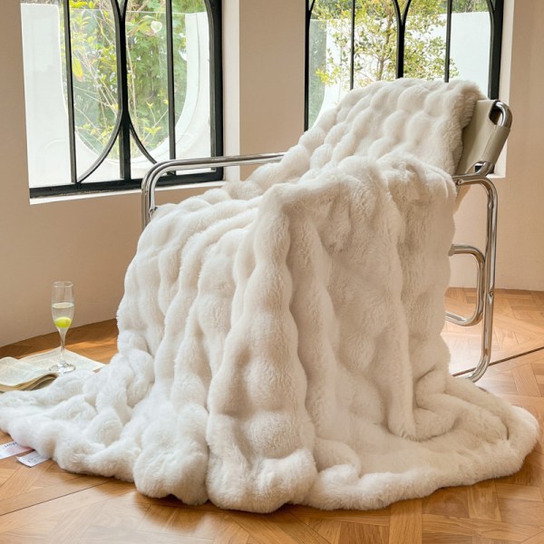 Bubble Velvet Sofa Office Nap Blanket