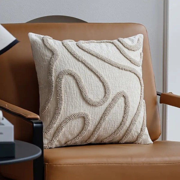 Instagram Style Solid Color Abstract Line Cushion Cover Chenille Loop Pile Sofa Pillow Simple Throw Pillow Cover