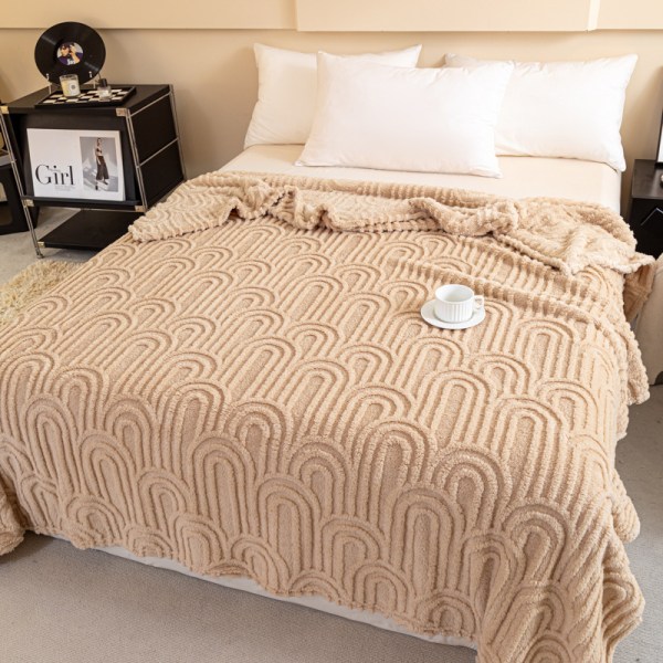 Double-sided Jacquard Flannel Coral Fleece Blanket Shawl