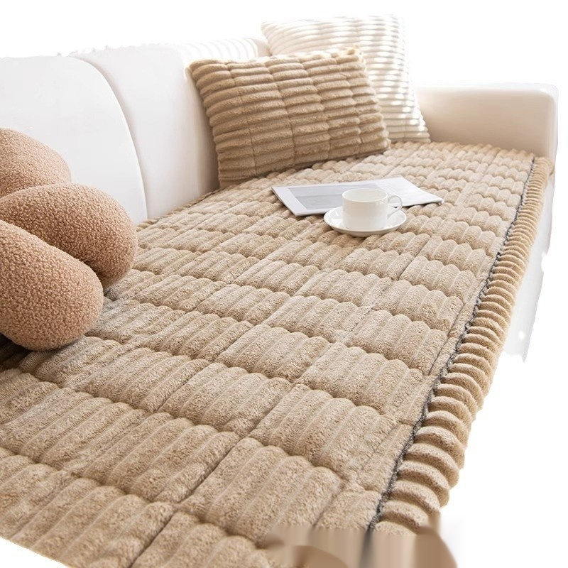 Corduroy Sofa Cushion Plush Cushion Simple Modern Non-slip Leather Sofa Cover