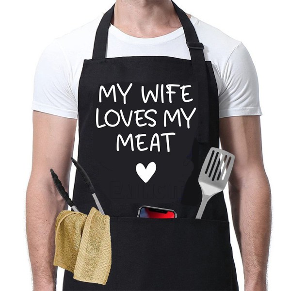 Fashion Personalized Letter Printing Black Men's Apron